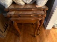 Three Wooden Nesting Tables with Cabriole Legs