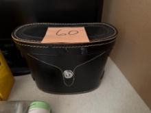 Tasco Binocular Case with Binoculars, Black Leather Exterior