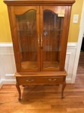 Wooden China Cabinet with Glass Doors and Shelves, 32 x 15 x 58 Inches