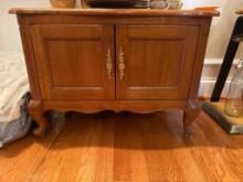 Wooden Cabinet with Brass Handles, 27 in x 16 in x 19.5 in