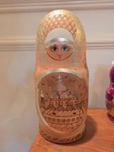 Russian Nesting Dolls with Church Design, 10 Inches Tall