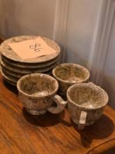 Marbleized Stone Cups and Plates