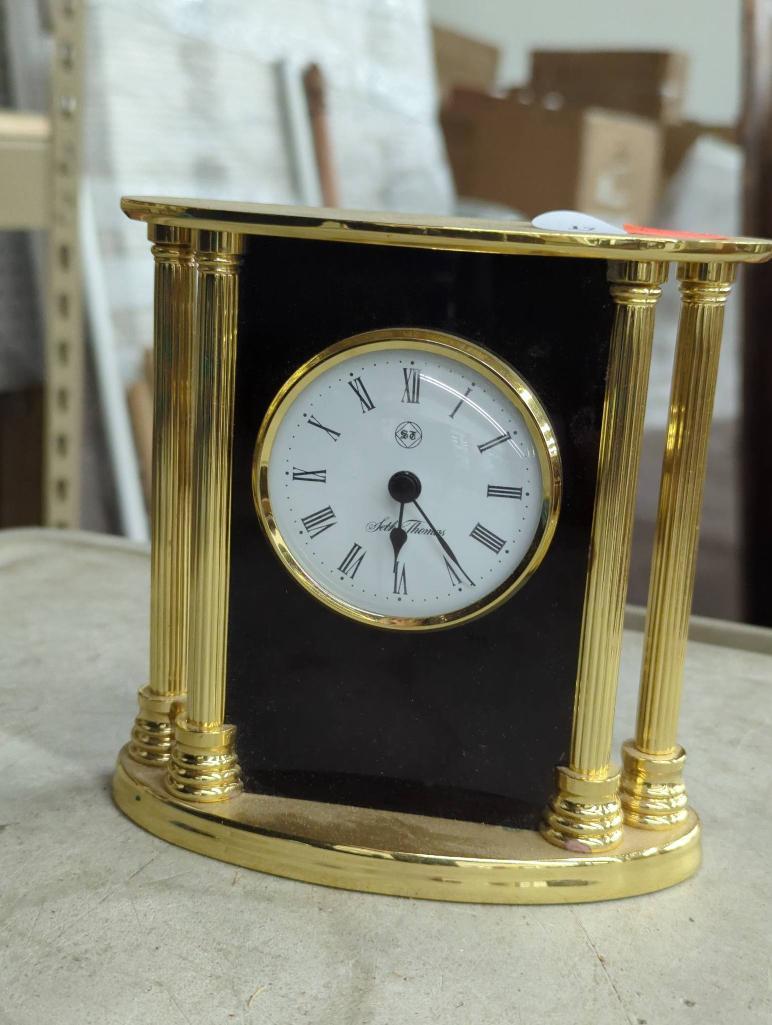 Solid Brass and Black Mantel Clock with Roman Numerals