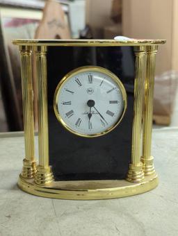 Solid Brass and Black Mantel Clock with Roman Numerals