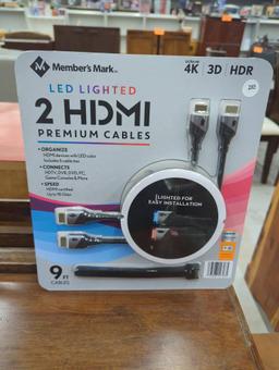 Members Mark LED Lighted 2 HDMI Premium Cables, 9 FT