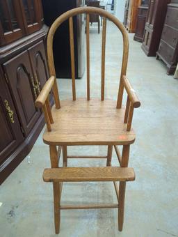 Wooden High Chair with Spindle Back and Footrest