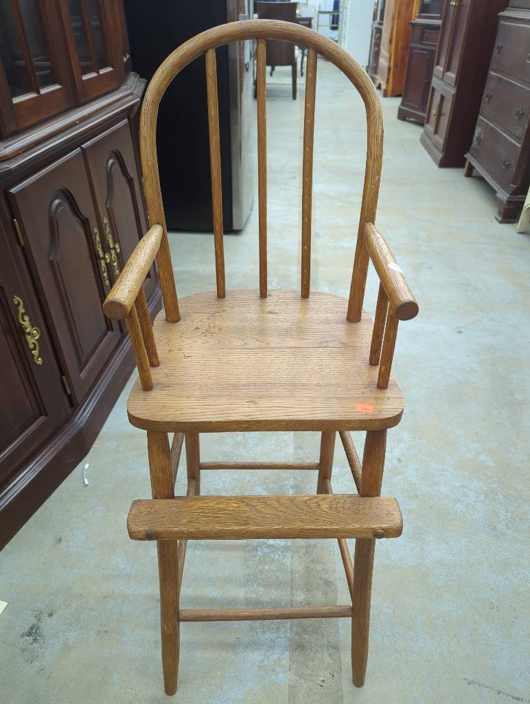 Wooden High Chair with Spindle Back and Footrest
