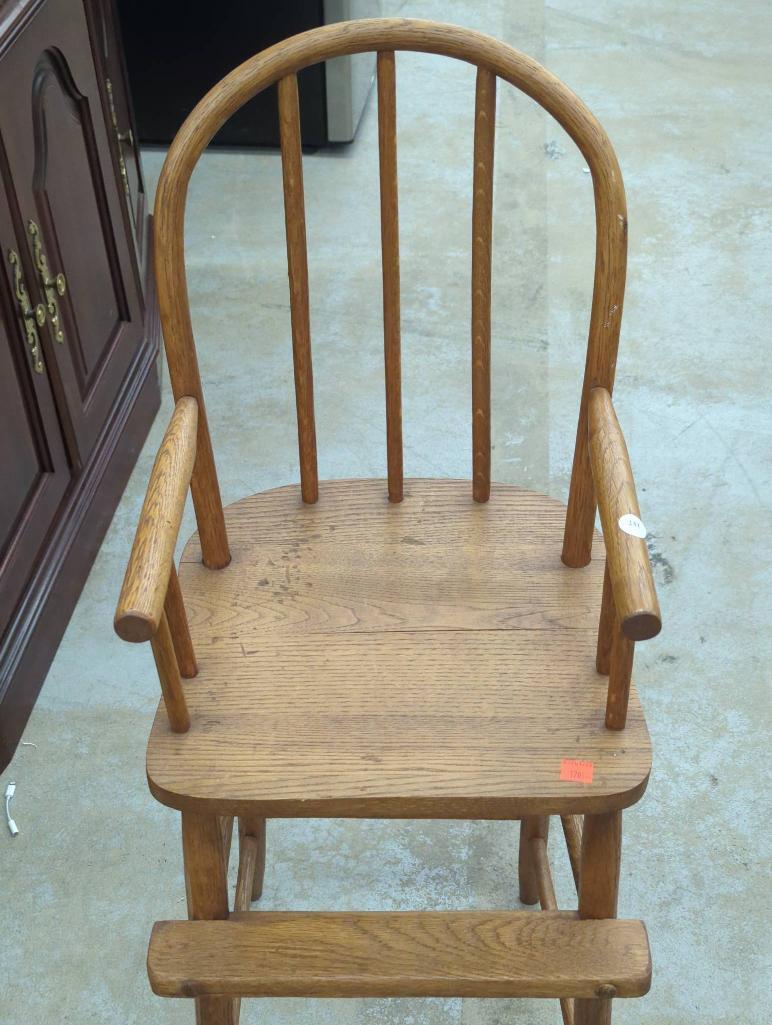 Wooden High Chair with Spindle Back and Footrest