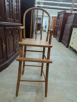 Wooden High Chair with Spindle Back and Footrest