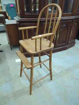 Wooden High Chair with Spindle Back and Footrest