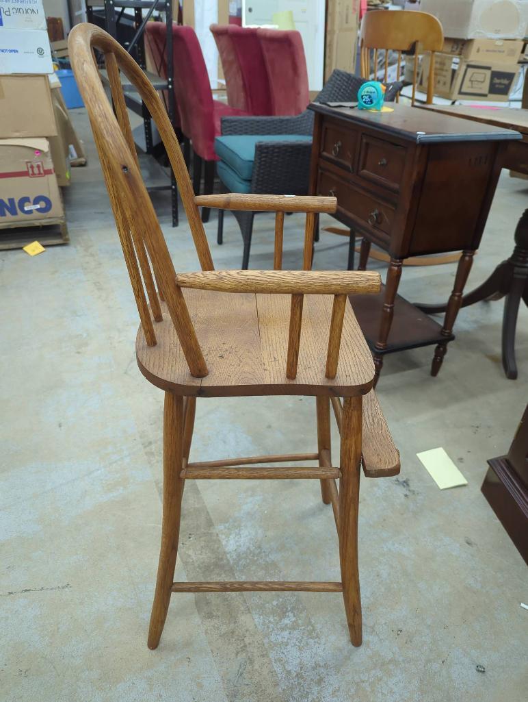 Wooden High Chair with Spindle Back and Footrest