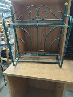 Metal Wire Rack With Scroll Design and Brass Accents