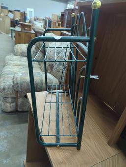 Metal Wire Rack With Scroll Design and Brass Accents