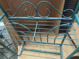 Metal Wire Rack With Scroll Design and Brass Accents