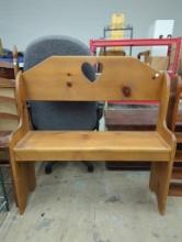 Wooden Bench With Heart Cutout Backrest