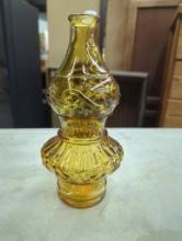 Amber-Colored Pressed Glass Decorative Vase, 10 Inches Tall