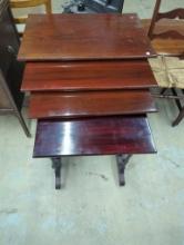 Cherry Nesting Table Set with Four Tables, Approx. 28.5 in x 19 in x 29 in