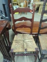 Wooden Ladder Back Chair With Woven Rush Seat