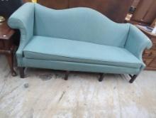 Upholstered Green Sofa with Wooden Frame, 80x21x35 Inches