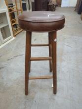 Wooden Bar Stool with Padded Seat, Measures 12 in x 30 in