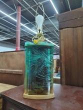 Decorative Table Lamp with Wooden and Glass Base, Measures Approximately 8in x 4.5in x 26.5in