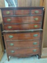 Mahogany Five-Drawer Chest by Dixie, Measures Approximately 35 in x 19 in x 53 in