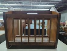 Wooden Magazine Rack With Slot Handle