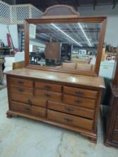 Thomasville Wooden Dresser with Mirror and Nine Drawers