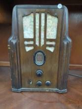 Philco Wood Radio Cabinet, Measures Approximately 13 in x 8.5 in x 18.5 in