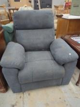 Gray Upholstered Recliner Chair, Measures Approximately 34 x 20 x 40 Inches