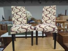 Pair of Upholstered Dining Chairs with Abstract Pattern