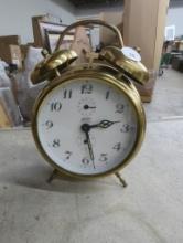 German-Made Brass Twin-Bell Mechanical Alarm Clock