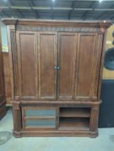 Wooden Entertainment Center Cabinet with Sliding Glass Doors