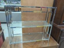 Chrome and Glass Three-Tier Shelf Unit