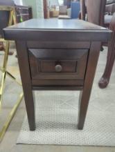 Dark Wooden Side Table with Single Drawer