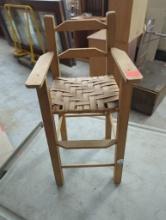 Wooden High Chair with Woven Seat, 7 x 6 x 16 Inches