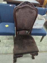 6 Upholstered Chairs with Carved Frames, 20 x 19 x 46 in