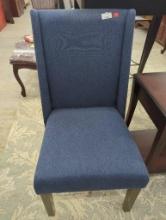 Blue Upholstered Side Chair with Wooden Legs