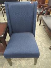 Blue Upholstered Accent Chair with Wooden Legs