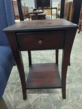Wooden Side Table With Drawer and Lower Shelf, 16 in x 16 in x 25 in
