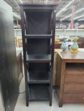 Dark Brown Wooden Bookshelf with Four Shelves, 19 x 15.5 x 63 Inches