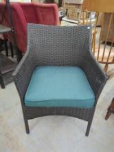 StyleWell Wicker Chair With Turquoise Cushion