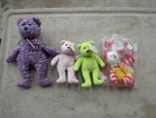 4 Plush Bears, Including Two Tagged Beanie Babies