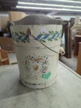 Hand-Crank Wooden Ice Cream Maker with Decorative Painted Design