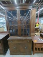 Wooden Cabinet with Glass Doors and Contents Included