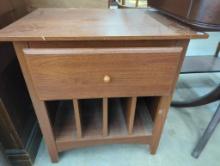 Wooden Side Table with Drawer and Magazine Storage