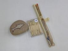 Items Including Stone, Utensils, and Chopsticks