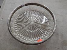 Glass Divided Serving Dish With Metal Rim, 9 in x 1.5 in