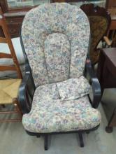 Upholstered Glider Rocking Chair with Black Wooden Frame