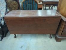Wooden Drop-Leaf Table with Cabriole Legs